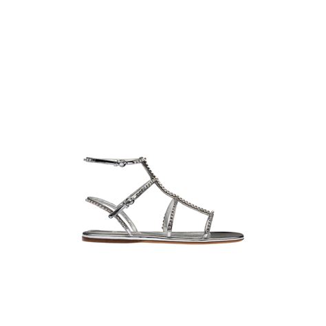 miu miu metallic technical fabric sandals|Silver Metallic Technical Fabric Sandals .